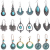 Ethnic Style Geometric Water Droplets Turquoise Metal Earrings Necklace