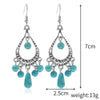 Ethnic Style Geometric Water Droplets Turquoise Metal Earrings Necklace