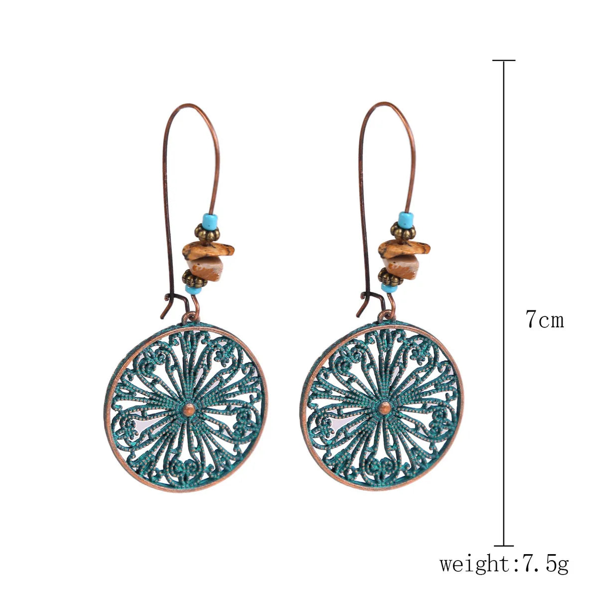 Ethnic Style Geometric Water Droplets Turquoise Metal Earrings Necklace