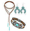 Ethnic Style Geometric Water Droplets Turquoise Metal Earrings Necklace