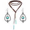 Ethnic Style Geometric Water Droplets Turquoise Metal Earrings Necklace