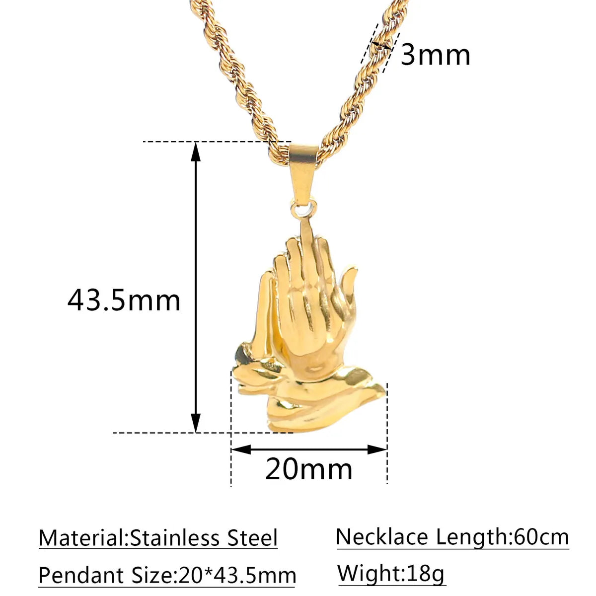 Ethnic Style Hand Stainless Steel Plating Necklace 1 Piece