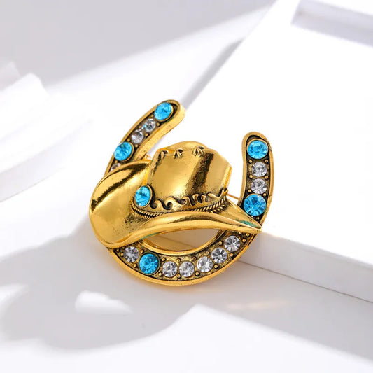 Ethnic Style Hat Alloy Plating Inlay Rhinestones Unisex Brooches