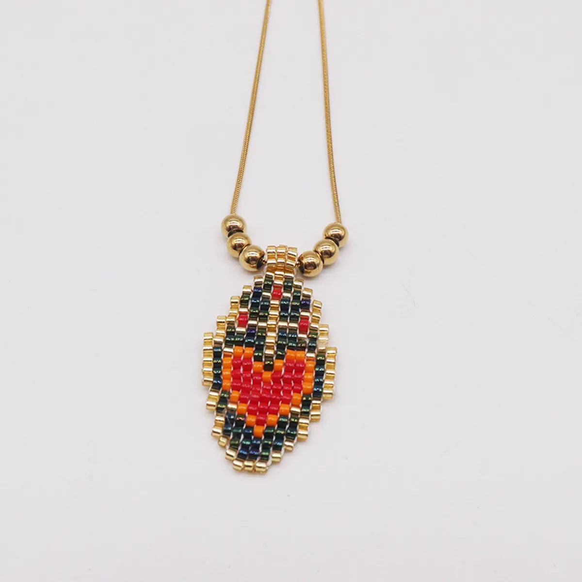 Ethnic Style Heart Shape 304 Stainless Steel Glass Gold Plated Women'S Pendant Necklace