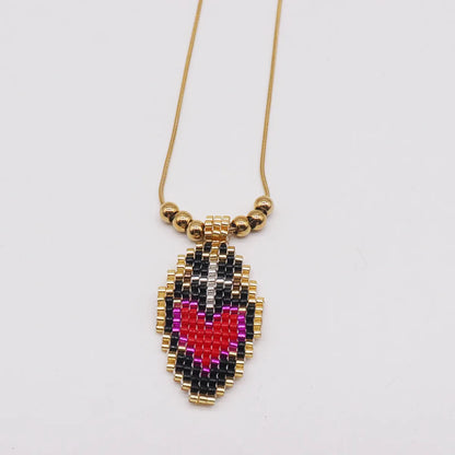 Ethnic Style Heart Shape 304 Stainless Steel Glass Gold Plated Women'S Pendant Necklace