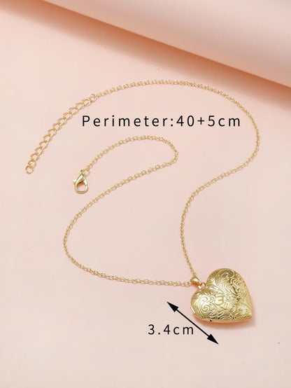 Ethnic Style Heart Shape Copper Plating Necklace 1 Piece