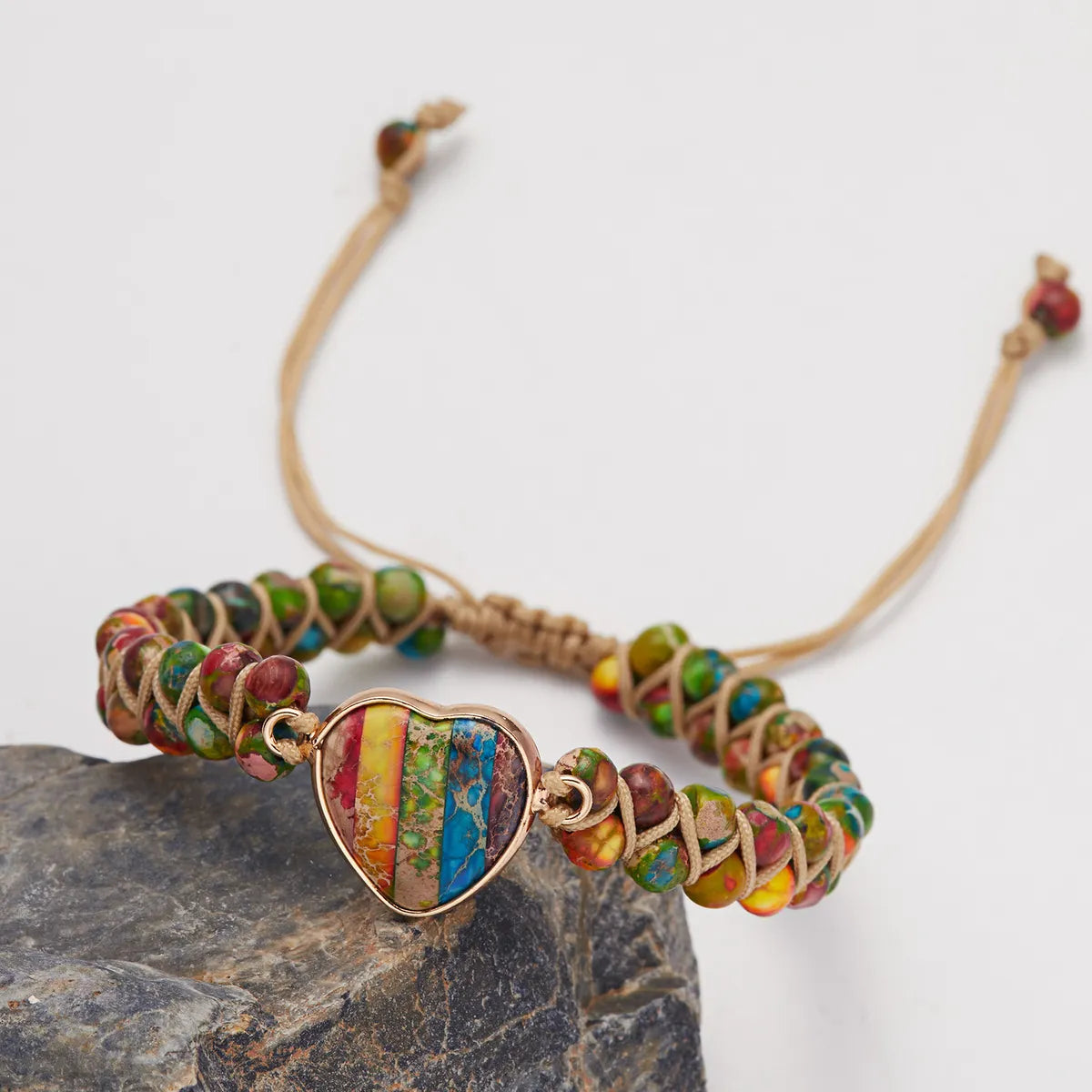 Ethnic Style Heart Shape Natural Stone Knitting Bracelets