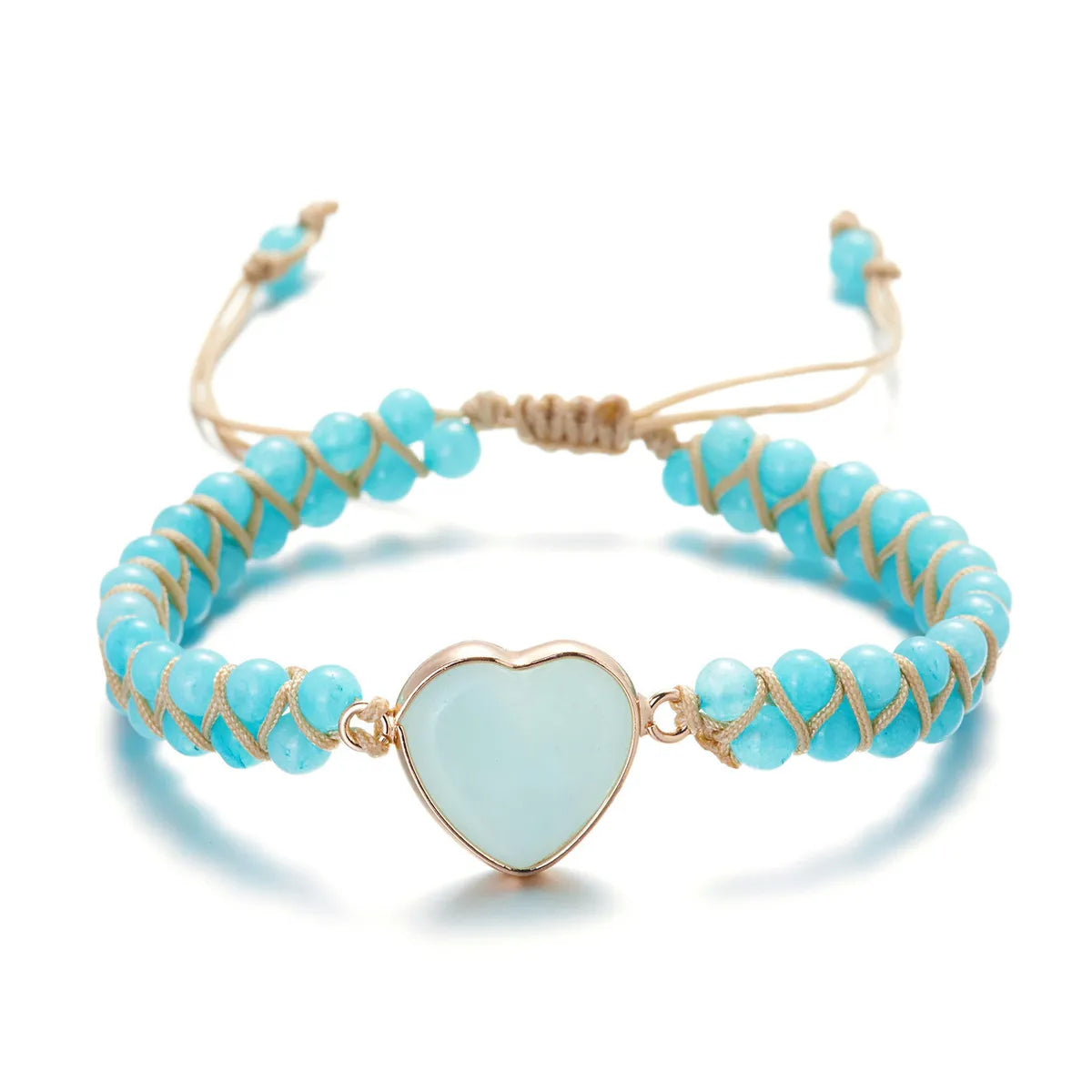 Ethnic Style Heart Shape Natural Stone Knitting Bracelets