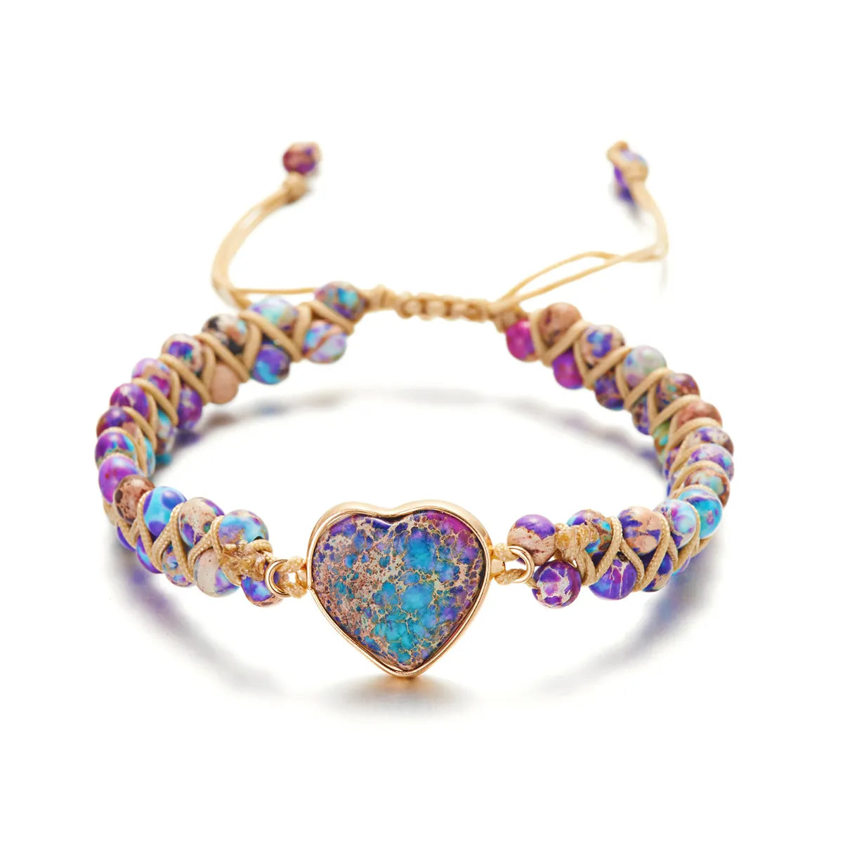 Ethnic Style Heart Shape Natural Stone Knitting Bracelets