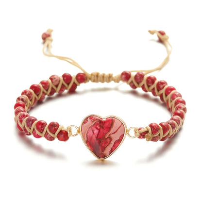 Ethnic Style Heart Shape Natural Stone Knitting Bracelets