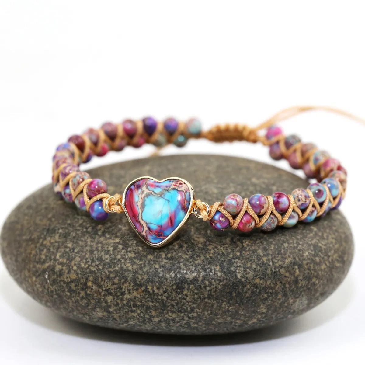 Ethnic Style Heart Shape Natural Stone Knitting Bracelets