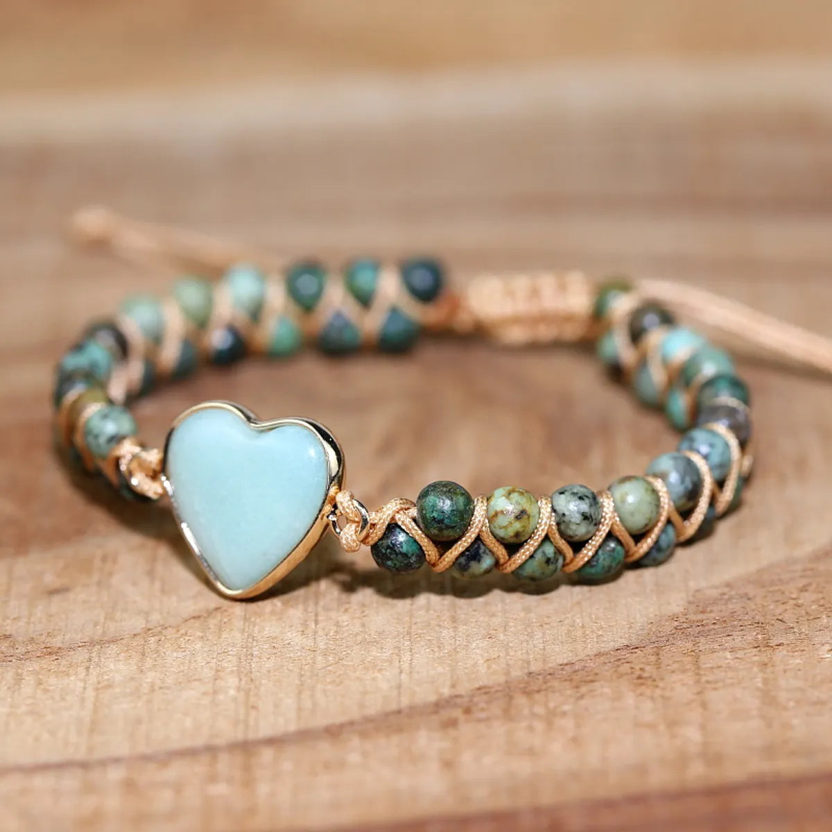 Ethnic Style Heart Shape Natural Stone Knitting Bracelets