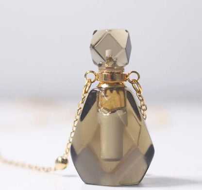 Ethnic Style Heart Shape Perfume Bottle Crystal Metal Pendant Necklace 1 Piece