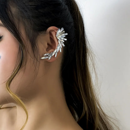 Ethnic Style Leaf Alloy Inlay Rhinestone Ear Clips 1 Piece