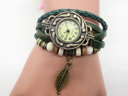 Ethnic Style Leaf Buckle Quartz Women'S Watches