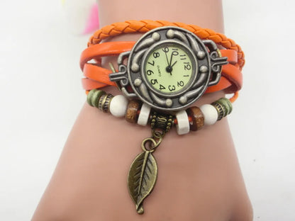 Ethnic Style Leaf Buckle Quartz Women'S Watches