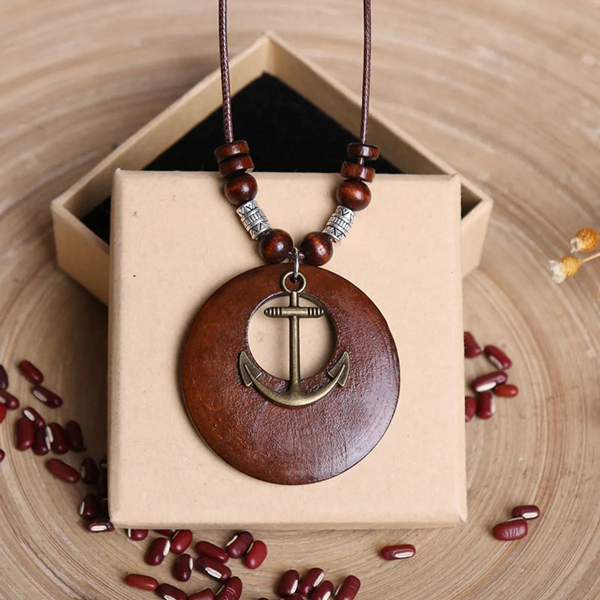 Ethnic Style Leaf Owl Flower Wood Wholesale Pendant Necklace