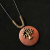 Ethnic Style Leaf Owl Flower Wood Wholesale Pendant Necklace