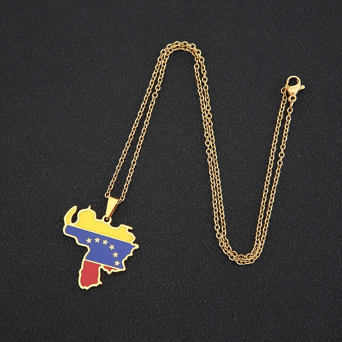 Ethnic Style Map Flag 201 Stainless Steel 304 Stainless Steel Enamel Plating None 18K Gold Plated Unisex Pendant Necklace