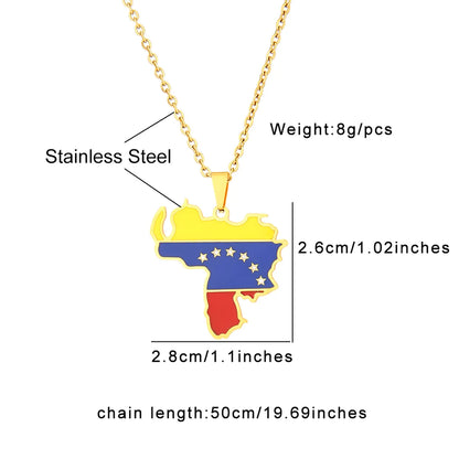 Ethnic Style Map Flag 201 Stainless Steel 304 Stainless Steel Enamel Plating None 18K Gold Plated Unisex Pendant Necklace