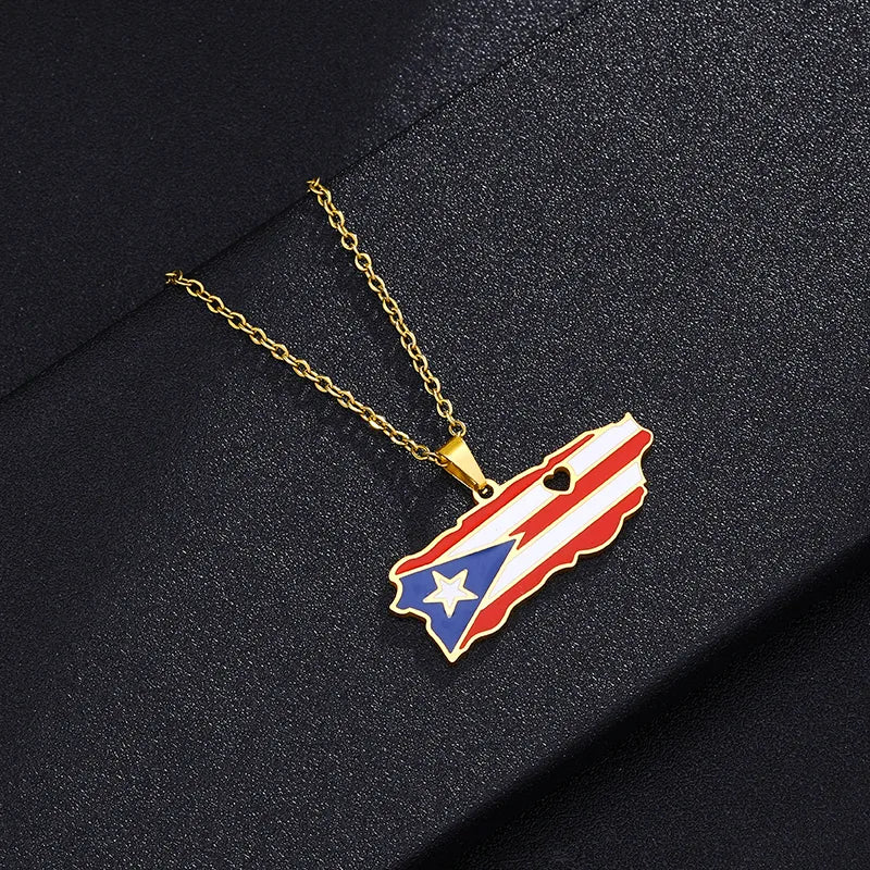 Ethnic Style Modern Style Classic Style Map 201 Stainless Steel 304 Stainless Steel Enamel Plating 18K Gold Plated Unisex Pendant Necklace