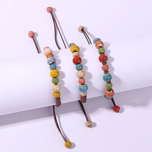 Ethnic Style Multicolor Rope Ceramics Wholesale Bracelets