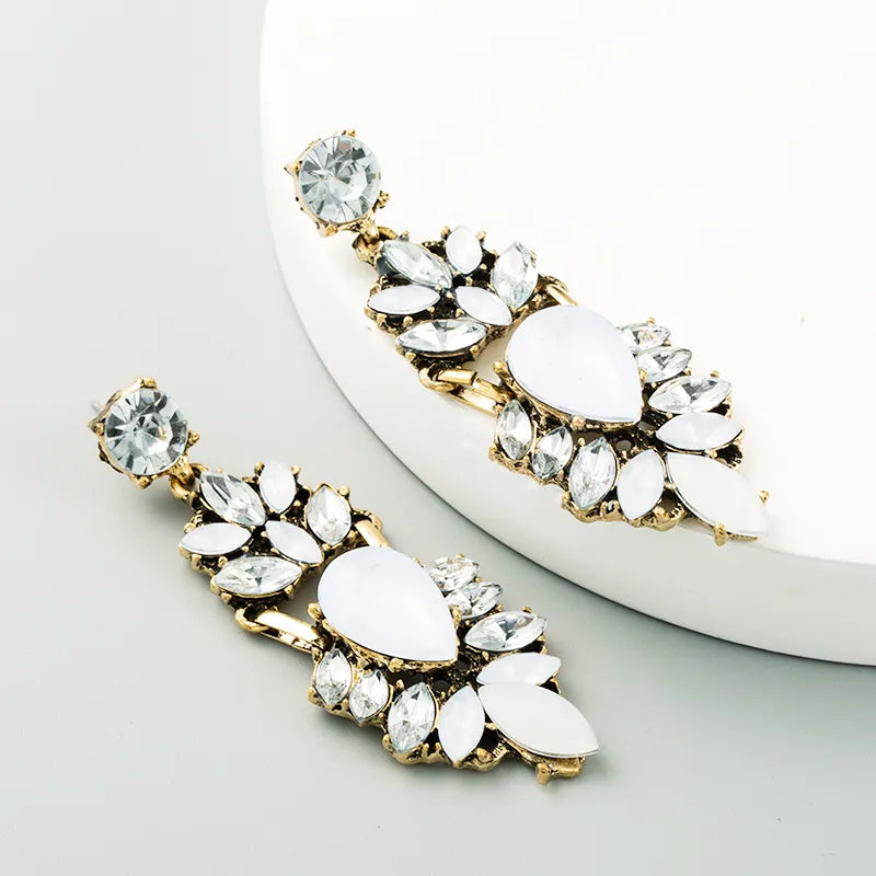 Ethnic Style New Casual Wild Rhinestone Exaggerated Long Earrings