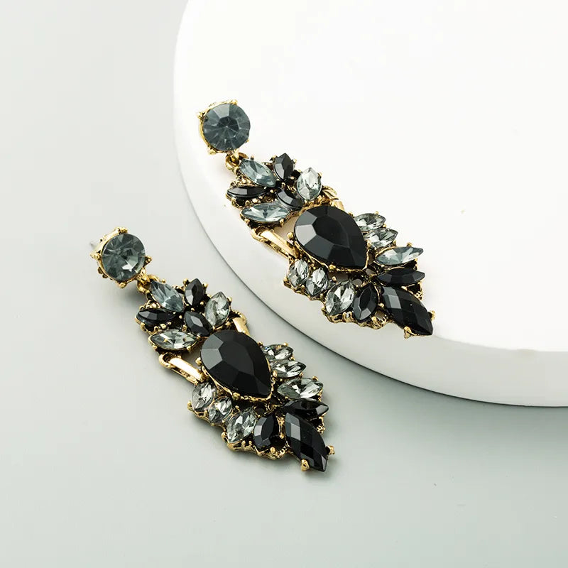 Ethnic Style New Casual Wild Rhinestone Exaggerated Long Earrings