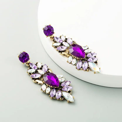 Ethnic Style New Casual Wild Rhinestone Exaggerated Long Earrings