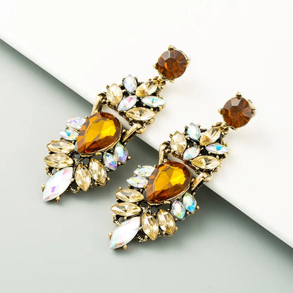 Ethnic Style New Casual Wild Rhinestone Exaggerated Long Earrings