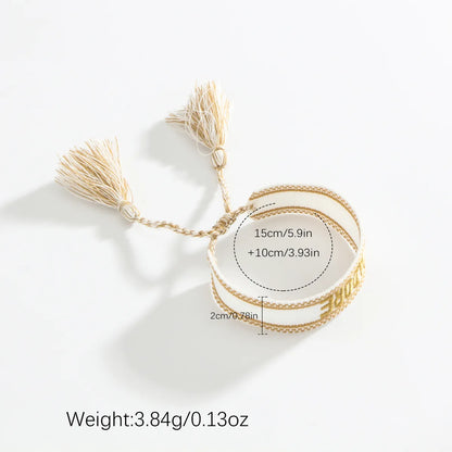 Ethnic Style Pastoral Classic Style Letter Polyester Wholesale Drawstring Bracelets