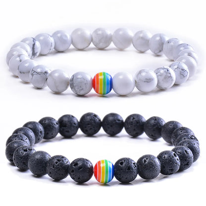 Ethnic Style Rainbow Natural Stone Bracelets In Bulk