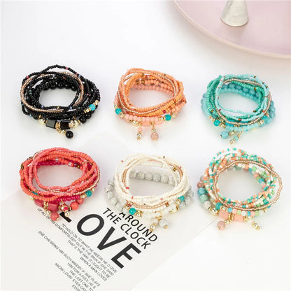 Ethnic Style Round Arylic Alloy Wholesale Bracelets