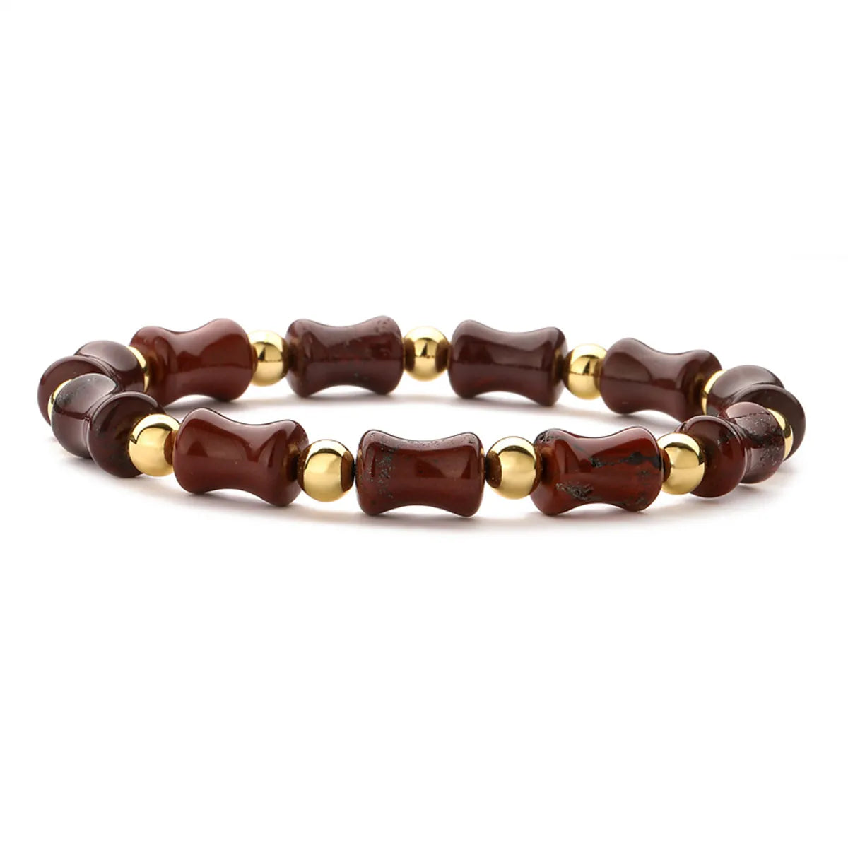 Ethnic Style Round Bamboo Natural Stone Beaded Unisex Bracelets