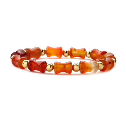 Ethnic Style Round Bamboo Natural Stone Beaded Unisex Bracelets