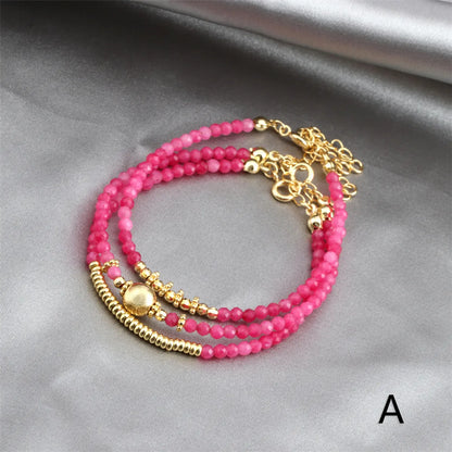 Ethnic Style Round Beaded Knitting Natural Stone Bracelets 1 Piece