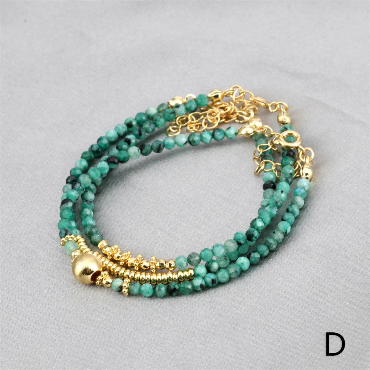 Ethnic Style Round Beaded Knitting Natural Stone Bracelets 1 Piece