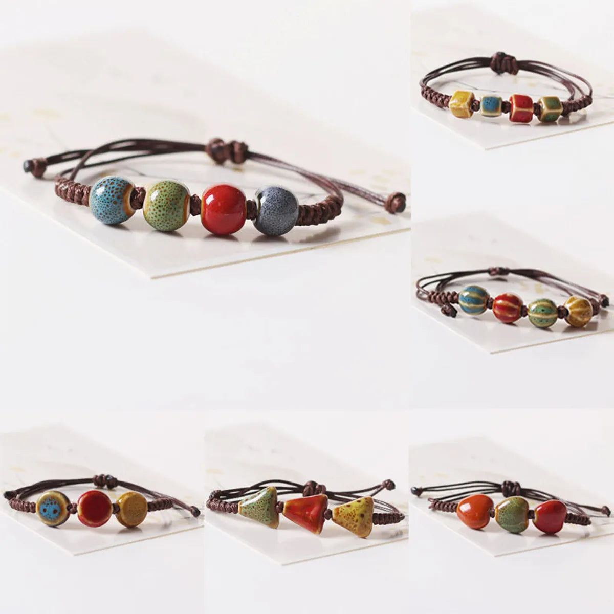 Ethnic Style Round Ceramics Knitting Women'S Bracelets