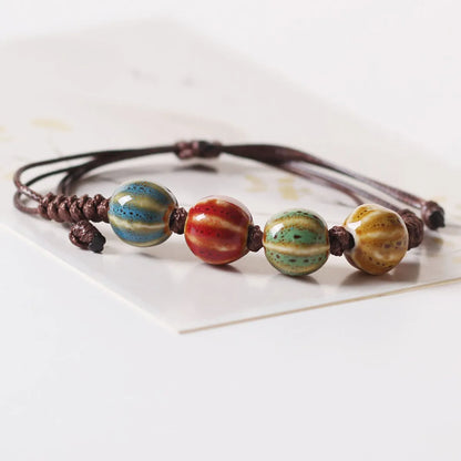 Ethnic Style Round Ceramics Knitting Women'S Bracelets