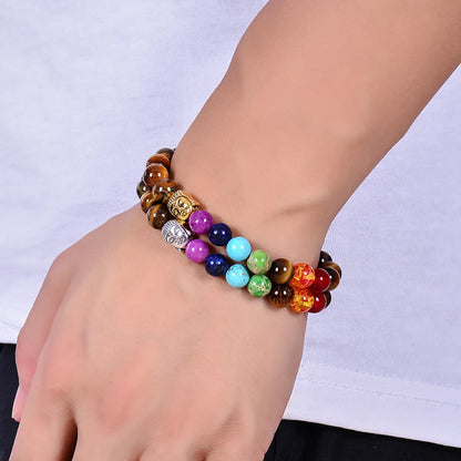 Ethnic Style Round Natural Stone Tiger Eye Bracelets In Bulk