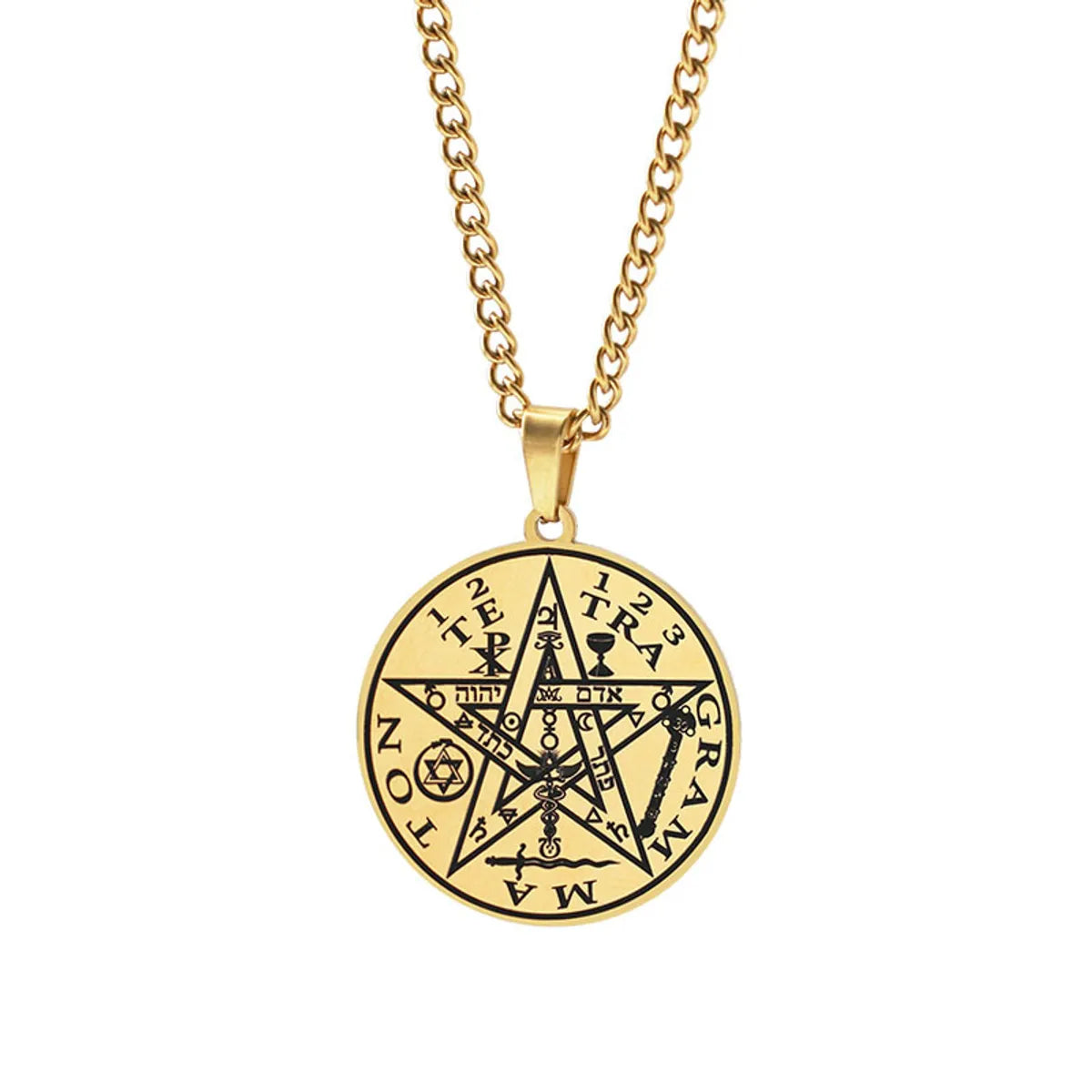 Ethnic Style Round Star Stainless Steel Plating Men'S Pendant Necklace