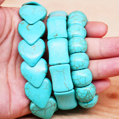 Ethnic Style Round Water Droplets Heart Shape Turquoise Wholesale Bracelets