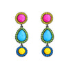 Ethnic Style Round Water Droplets Resin Inlay Rhinestones Women'S Drop Earrings