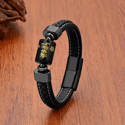 Ethnic Style Simple Style Color Block Leather Rope Stone Metal Men'S Bracelets