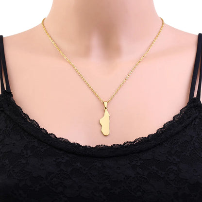 Ethnic Style Simple Style Map Stainless Steel Plating Hollow Out 18k Gold Plated Pendant Necklace Long Necklace