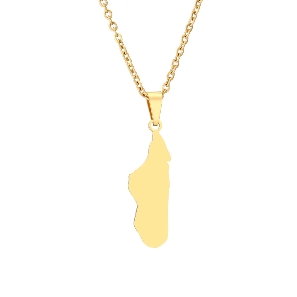 Ethnic Style Simple Style Map Stainless Steel Plating Hollow Out 18k Gold Plated Pendant Necklace Long Necklace