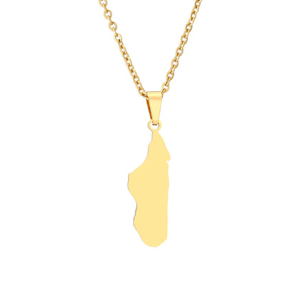 Ethnic Style Simple Style Map Stainless Steel Plating Hollow Out 18k Gold Plated Pendant Necklace Long Necklace