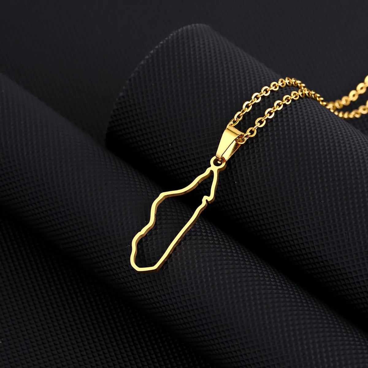 Ethnic Style Simple Style Map Stainless Steel Plating Hollow Out 18k Gold Plated Pendant Necklace Long Necklace