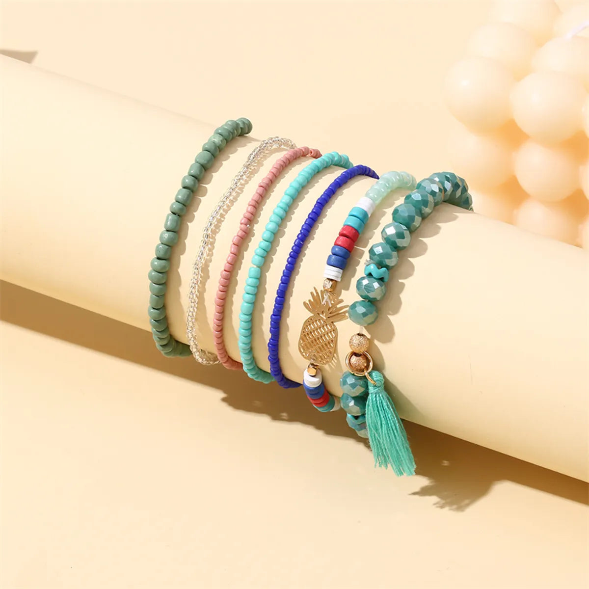 Ethnic Style Simple Style Pineapple Bird Glass Beaded Tassel Women's Bracelets