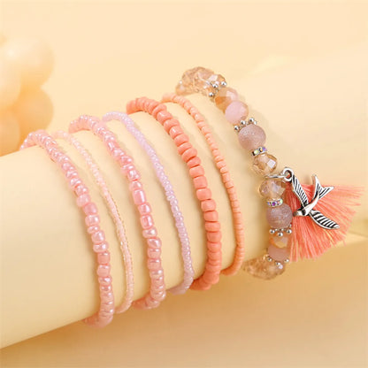 Ethnic Style Simple Style Pineapple Bird Glass Beaded Tassel Women's Bracelets